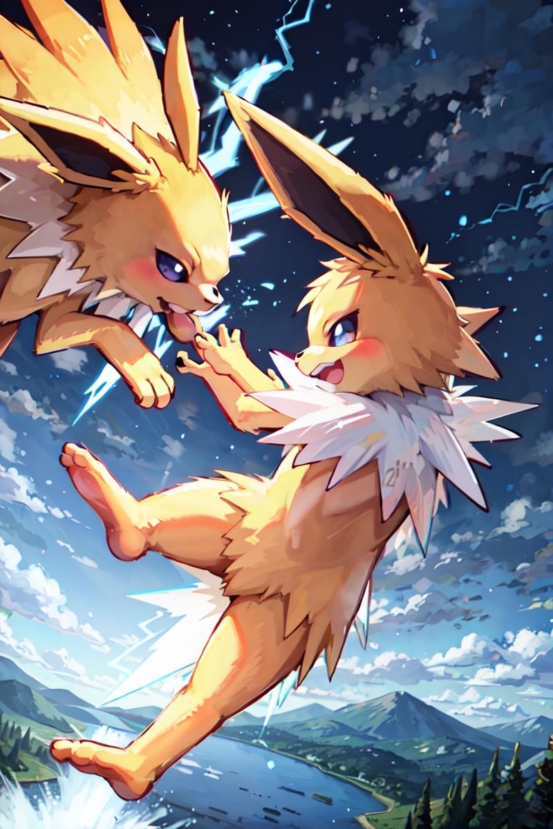 03092-389305810-masterpiece,best_quality__Jolteon,  pokemon (creature),__,JOLTEON,__forest,mountain, lake, cloudy sky, (lightning), _.png